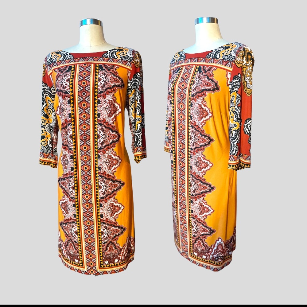 🟧Chíc orange tribal print dress